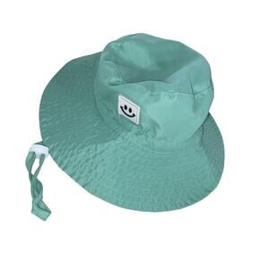 MaxNova Baby Sun Hat Smile Face UPF 50+ Infant Bucket Hat in Teal 0-6 Months